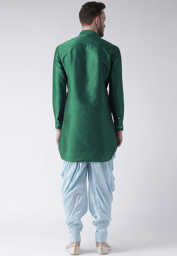 Green Dupion Silk Dhoti Kurta