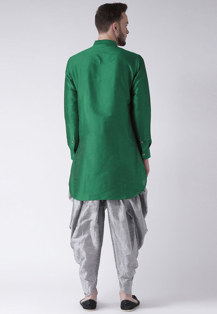 Green Dupion Silk Dhoti Kurta