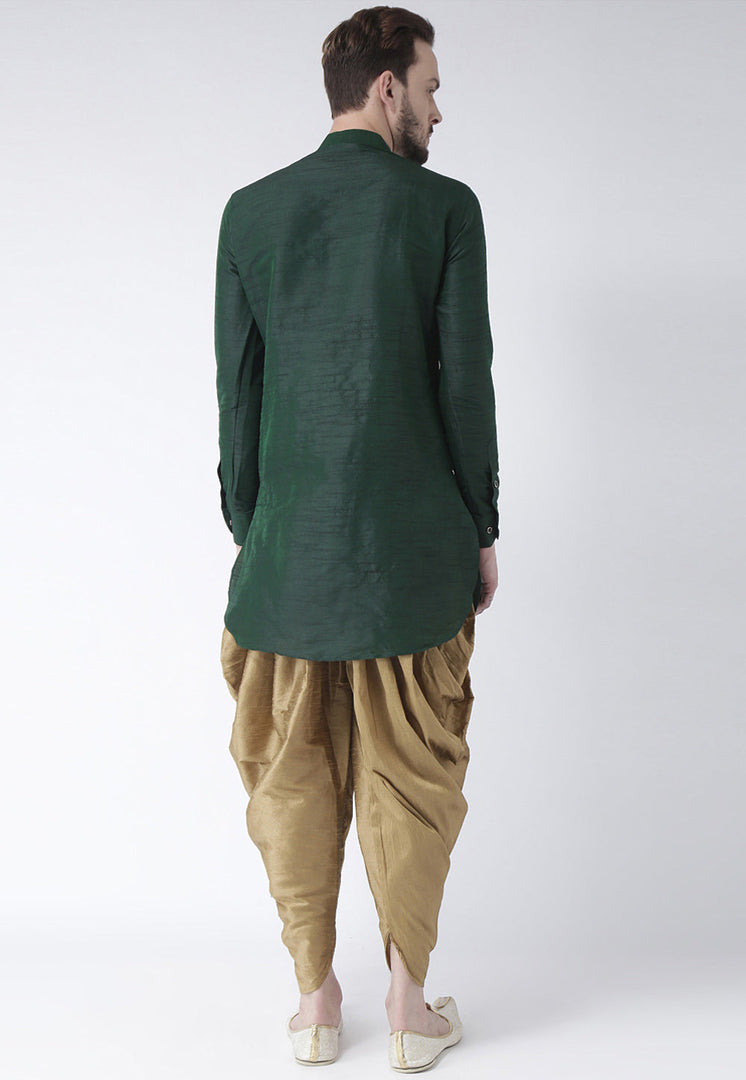 Green Dupion Silk Dhoti Kurta