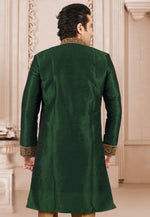Load image into Gallery viewer, Green Dupion Silk Indo Western Suit
