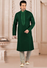 Load image into Gallery viewer, Green Dupion Silk Kurta Pajama
