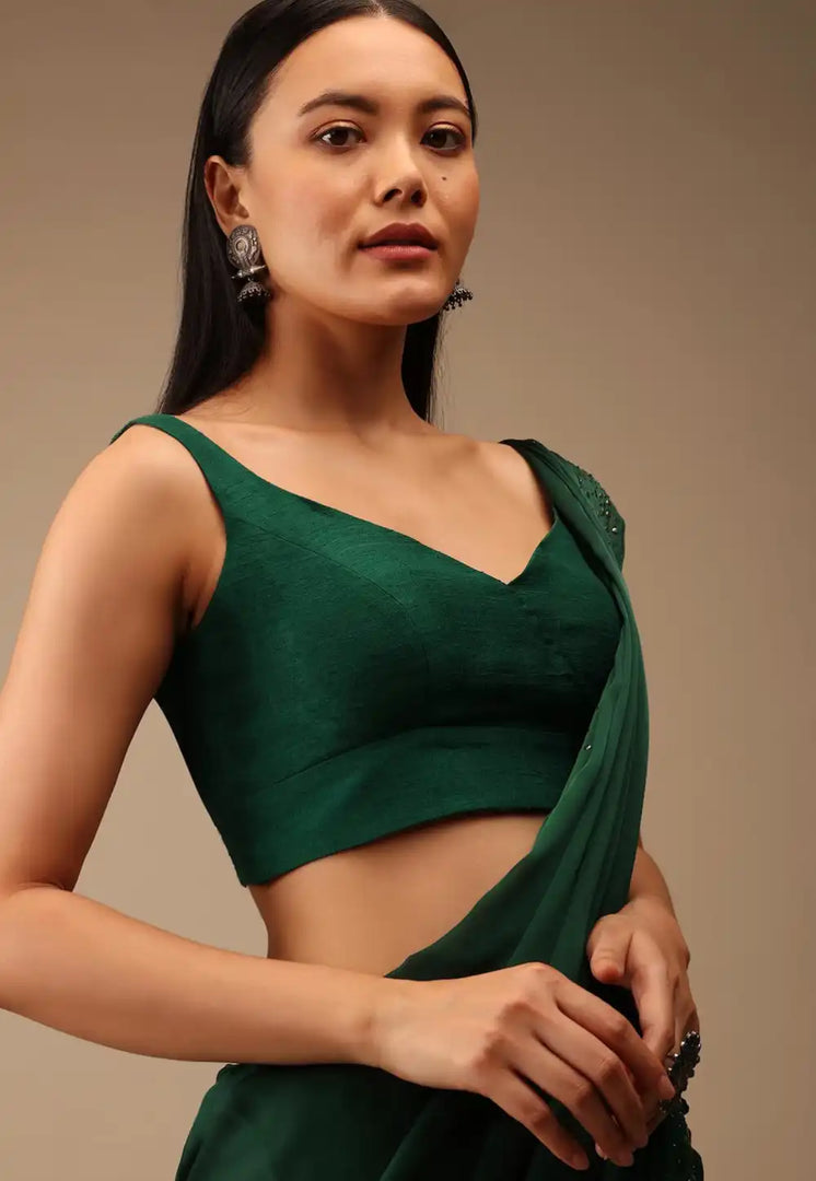 Green Dupion Silk Readymade Blouse