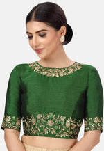 Load image into Gallery viewer, Green Dupion Silk Readymade Blouse
