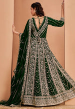 Load image into Gallery viewer, Green Faux Georgette Embroidered Long Anarkali Suit
