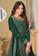 Load image into Gallery viewer, Green Faux Georgette Sharara Suit
