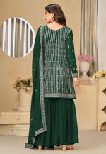Load image into Gallery viewer, Green Faux Georgette Sharara Suit
