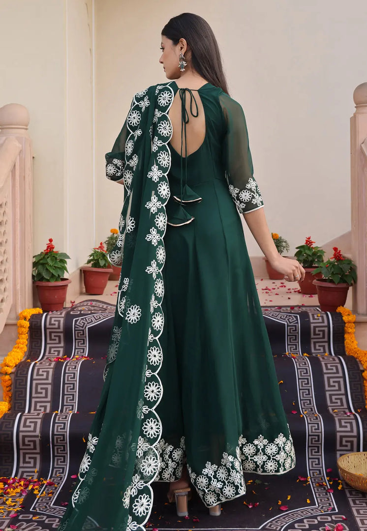 Green Georgette Anarkali Suit