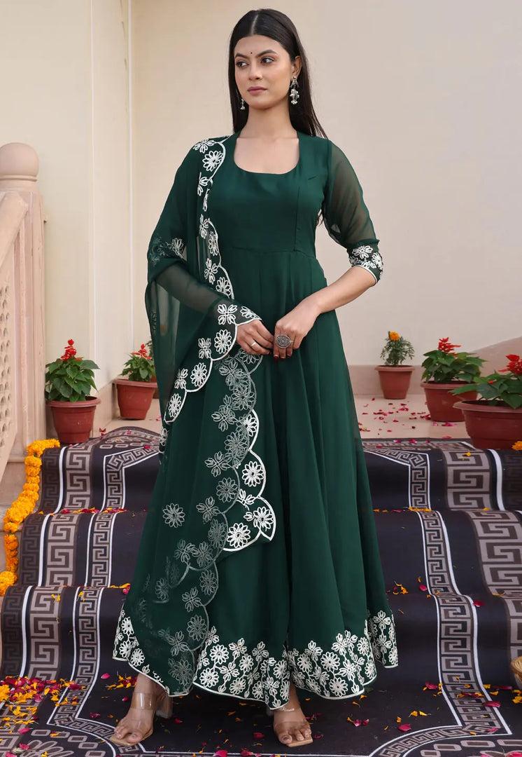 Green Georgette Anarkali Suit