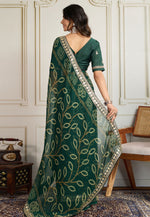 Load image into Gallery viewer, Green Georgette Bandhani Print Saree