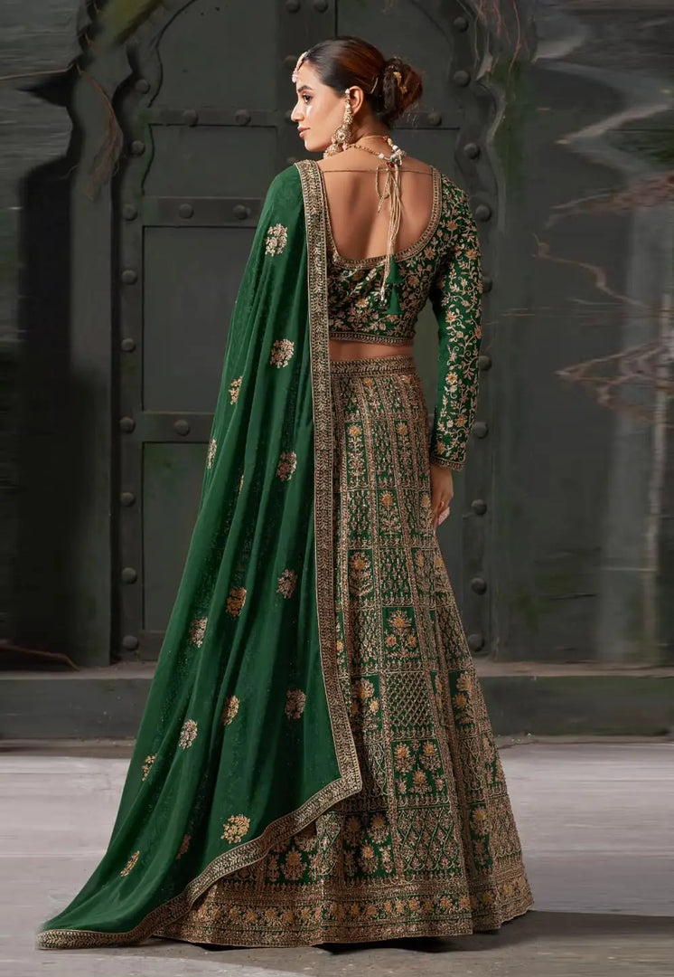 Green Georgette Bridal Lehenga Choli