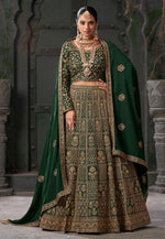 Load image into Gallery viewer, Green Georgette Bridal Lehenga Choli
