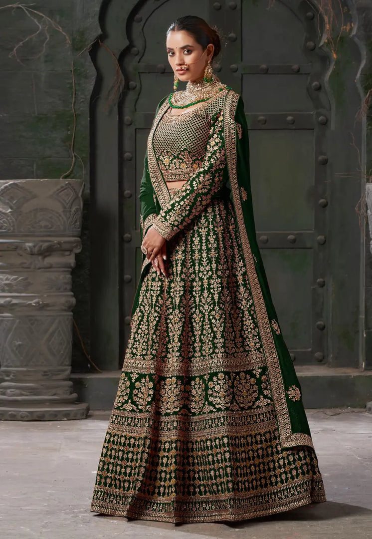 Green Georgette Bridal Lehenga Choli