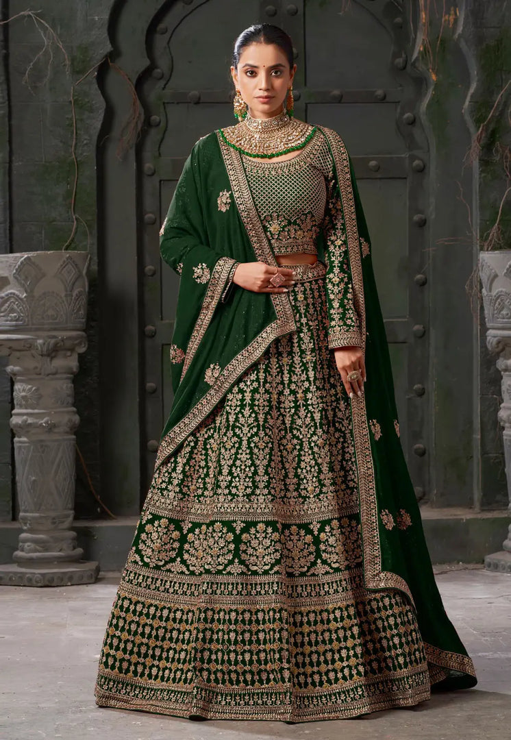 Green Georgette Bridal Lehenga Choli