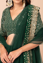 Load image into Gallery viewer, Green Georgette Circular Lehenga Choli
