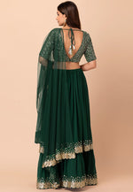 Load image into Gallery viewer, Green Georgette Circular Lehenga Choli
