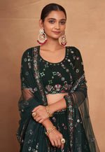 Load image into Gallery viewer, Green Georgette Circular Lehenga Choli
