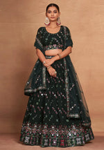 Load image into Gallery viewer, Green Georgette Circular Lehenga Choli
