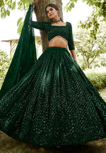 Load image into Gallery viewer, Green Georgette Circular Lehenga Choli
