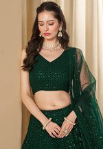 Load image into Gallery viewer, Green Georgette Circular Lehenga Choli

