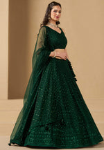 Load image into Gallery viewer, Green Georgette Circular Lehenga Choli
