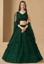 Load image into Gallery viewer, Green Georgette Circular Lehenga Choli
