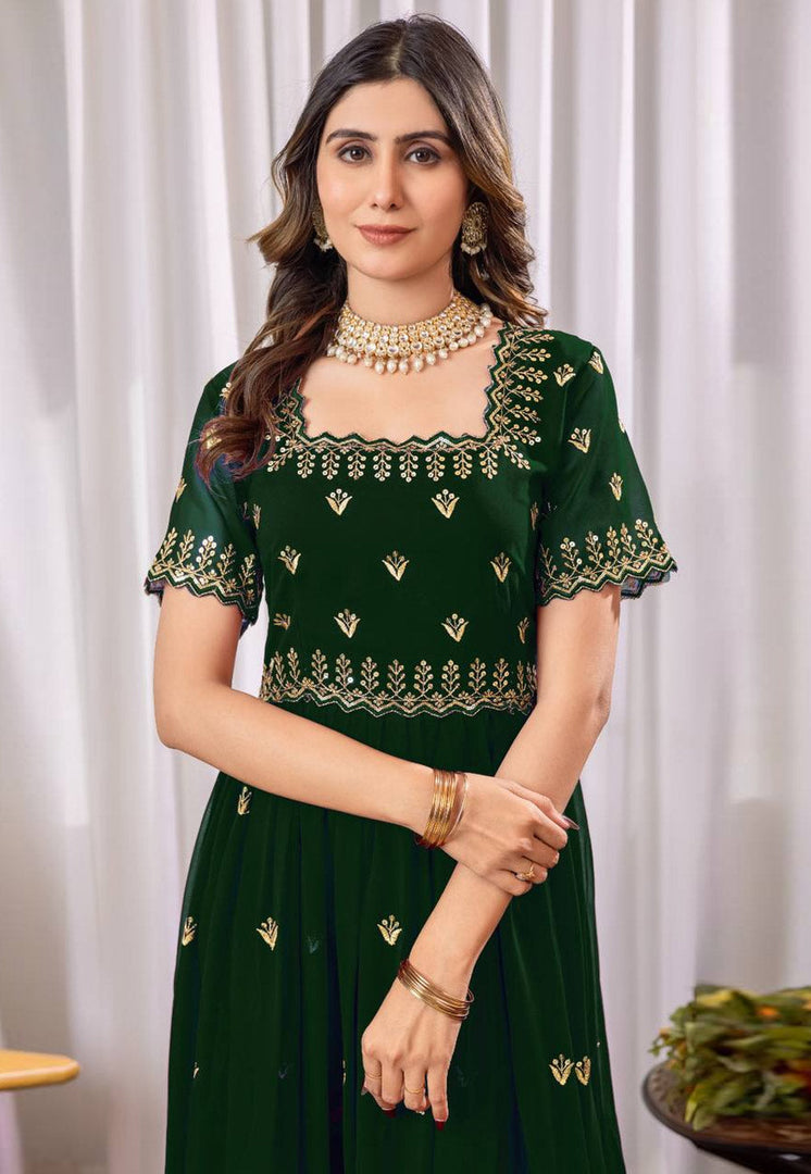 Green Georgette Gown