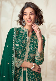 Green Georgette Indo Western Lehenga Choli