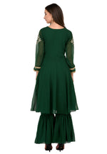 Load image into Gallery viewer, Green Georgette Kurta Set With Sharara
