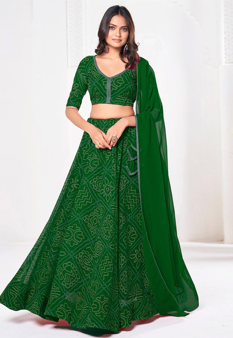 Green Georgette Lehenga Choli