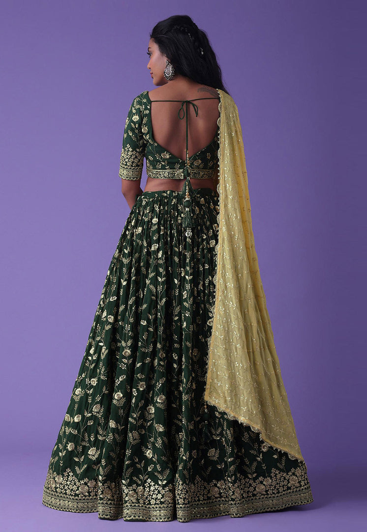 Green Georgette Lehenga Choli