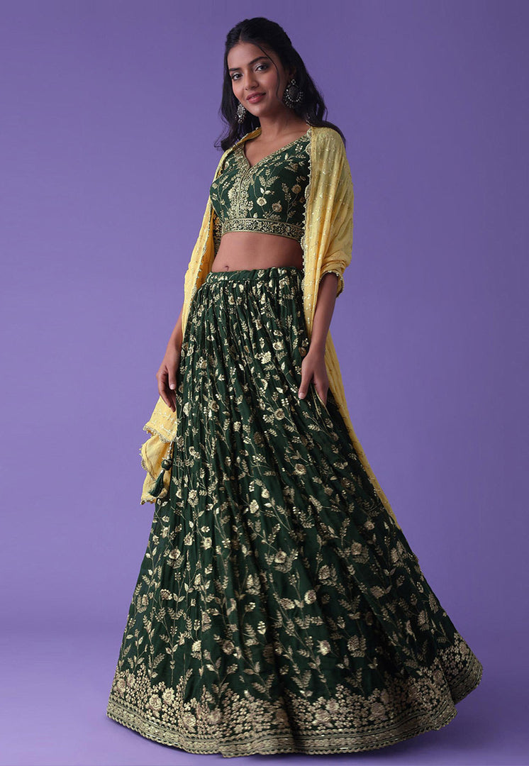 Green Georgette Lehenga Choli