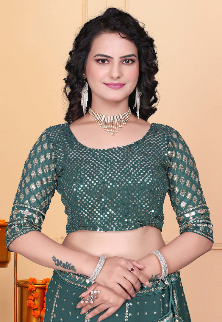 Green Georgette Lehenga Choli