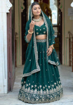 Load image into Gallery viewer, Green Georgette Lehenga Choli
