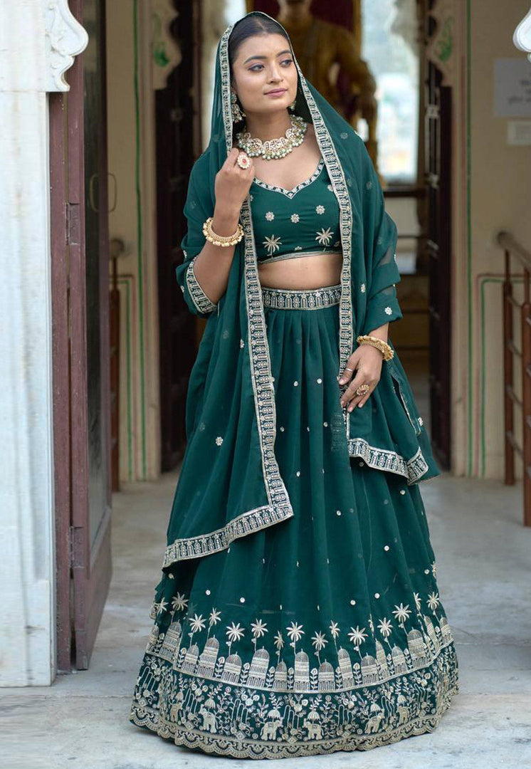 Green Georgette Lehenga Choli