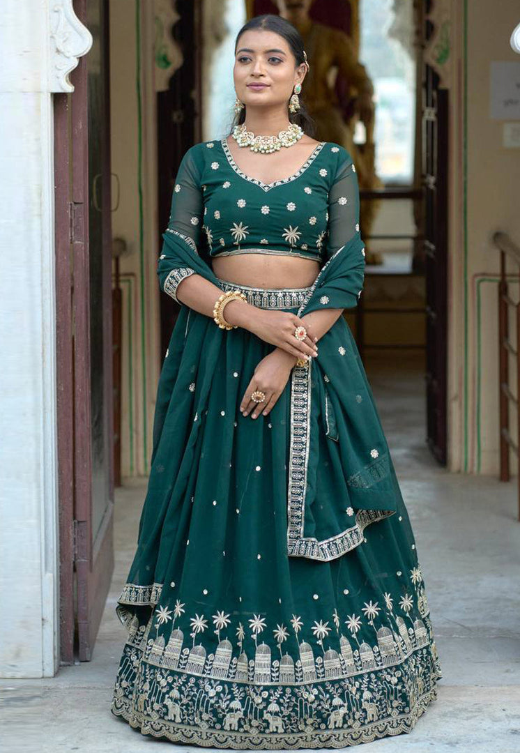 Green Georgette Lehenga Choli