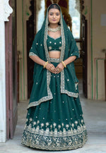 Load image into Gallery viewer, Green Georgette Lehenga Choli
