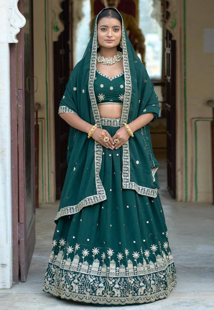 Green Georgette Lehenga Choli