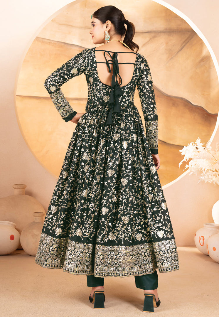 Green Georgette Readymade Anarkali Suit