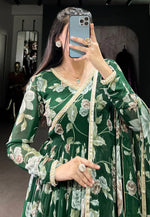 Load image into Gallery viewer, Green Georgette Readymade Long Anarkali Suit
