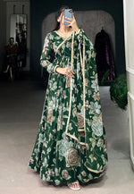 Load image into Gallery viewer, Green Georgette Readymade Long Anarkali Suit
