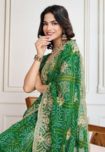 Load image into Gallery viewer, Green Georgette Saree With Blouse
