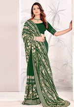 Load image into Gallery viewer, Green Georgette Saree With Blouse
