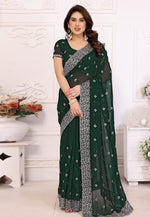 Load image into Gallery viewer, Green Georgette Saree With Blouse
