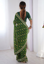 Load image into Gallery viewer, Green Georgette Saree With Blouse
