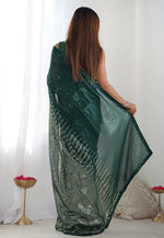 Load image into Gallery viewer, Green Georgette Sequence Saree
