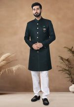 Load image into Gallery viewer, Green Jacquard Indo Western Suit
