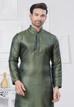 Load image into Gallery viewer, Green Jacquard Silk Pathani Suit
