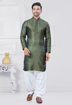 Load image into Gallery viewer, Green Jacquard Silk Pathani Suit

