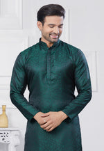 Load image into Gallery viewer, Green Jacquard Silk Pathani Suit
