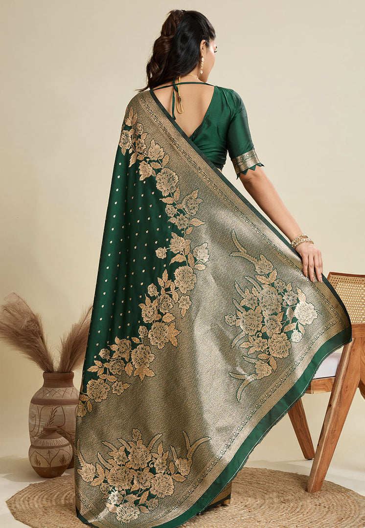 Green Kanjivaram Silk Saree With Blouse